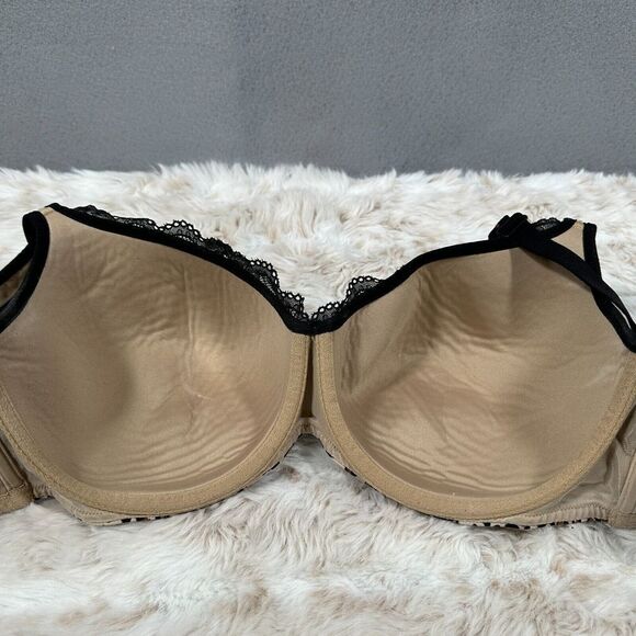 Cacique Full Coverage Leopard Print Black Lace Trim Bra Size 46C - Picture 6 of 8